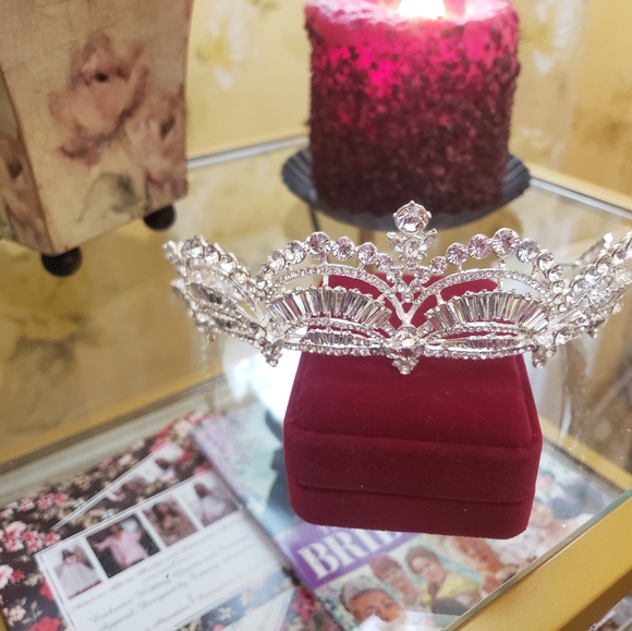 Crystal Tiara, Silver Tiara, Baroque Luxury Crystal, Bridal Crown Tiara, Tiara main image 5